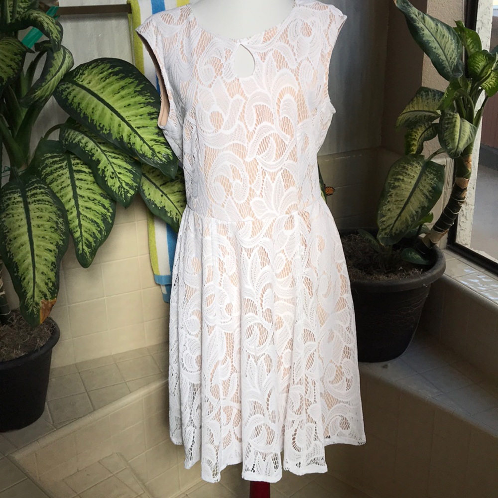 London Style Collection white fit and flare dress